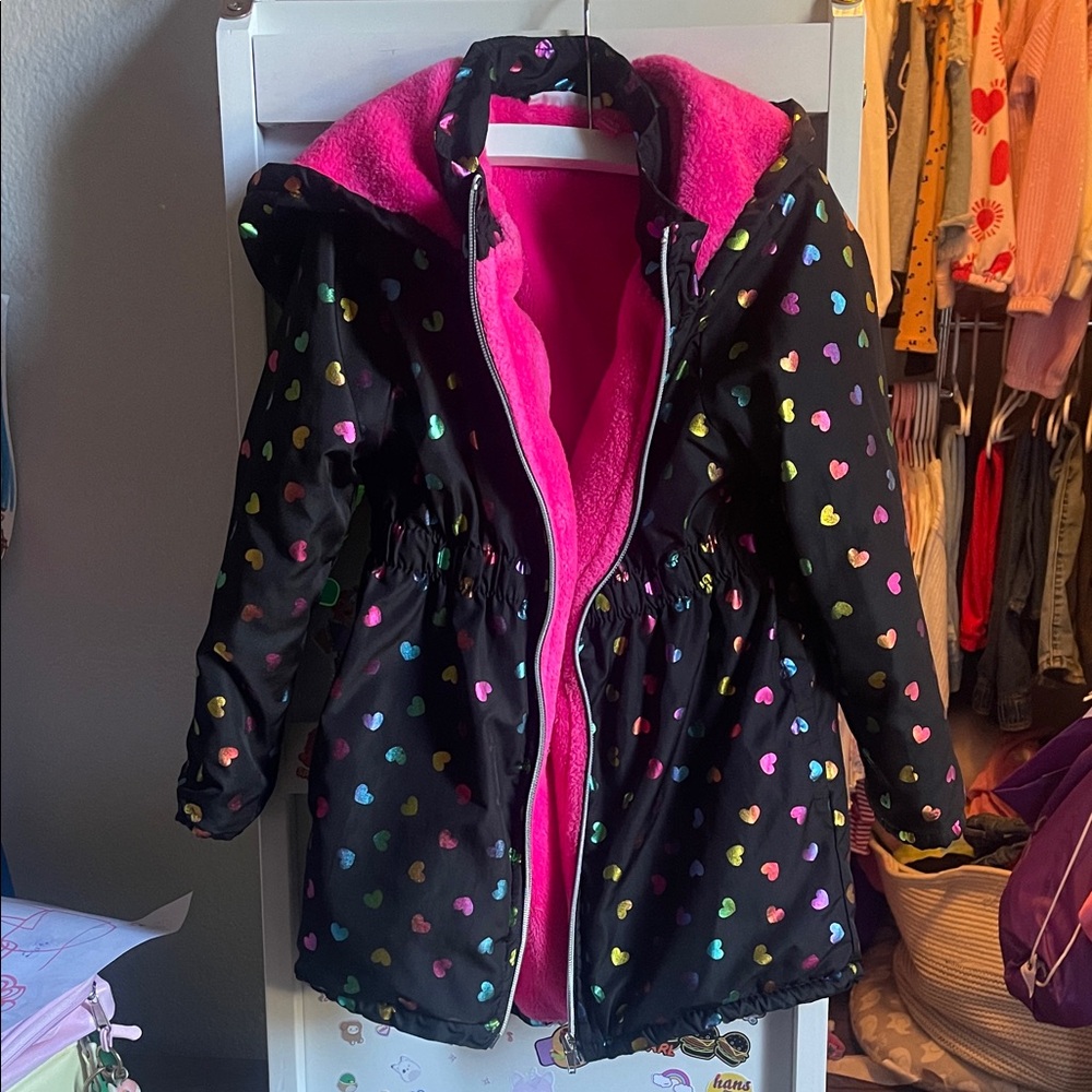Penelope Mack Black Jacket with Colorful Hearts